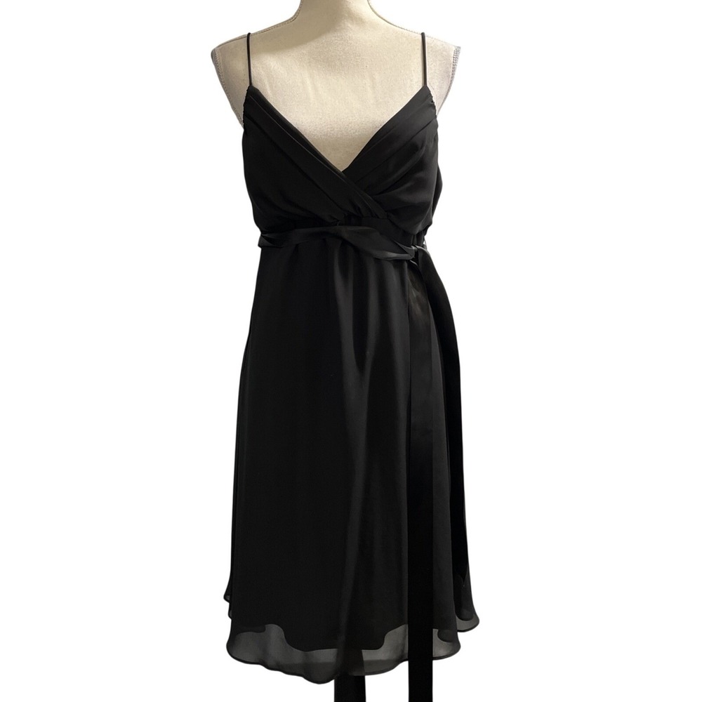 Vintage‎ Onyx Y2K Dress Black Chiffon Babydoll Midi Size 14 Event Wedding Guest